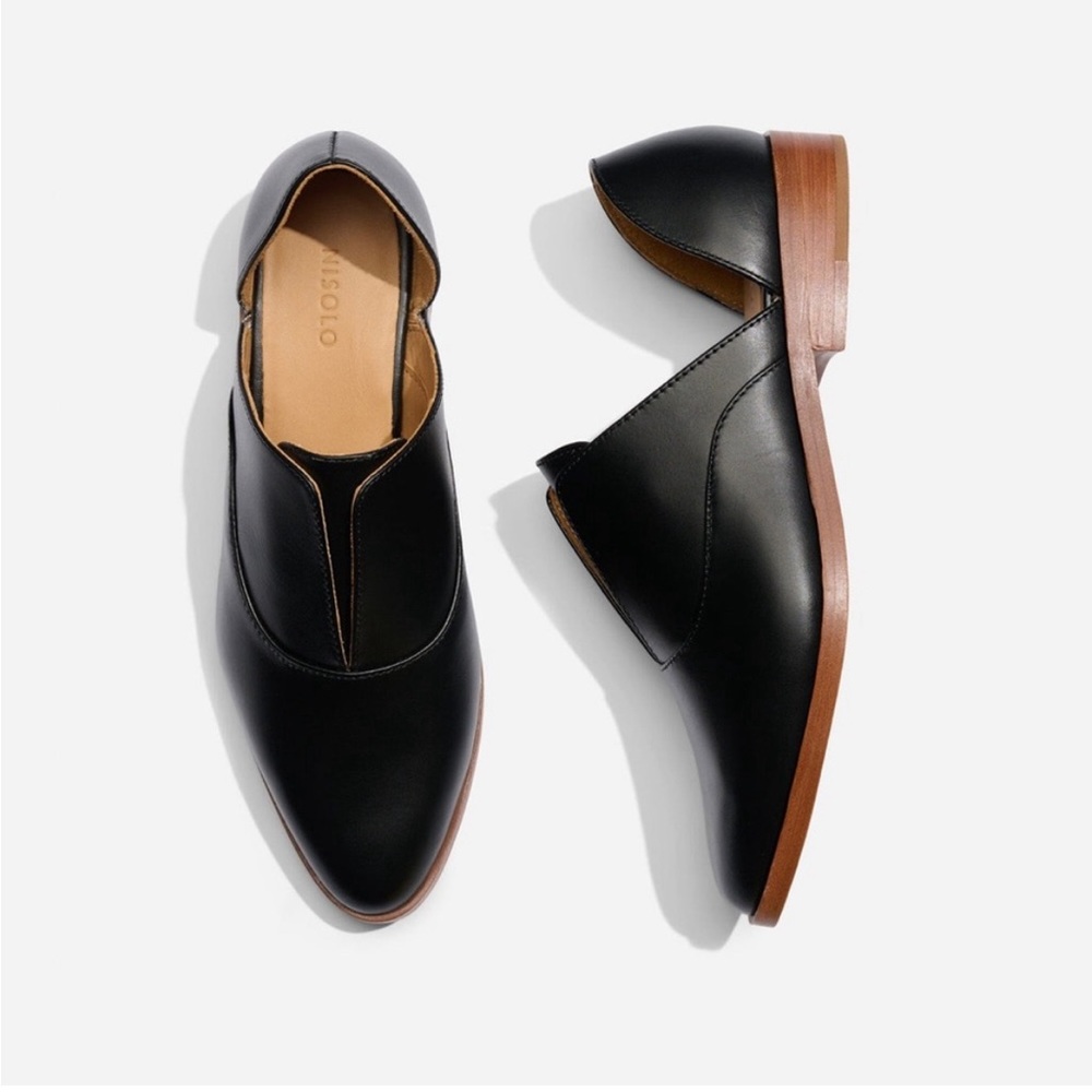 NISOLO NEW Emma d'Orsay Black Leather Oxford